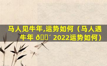 马人见牛年,运势如何（马人遇牛年 🐴 2022运势如何）